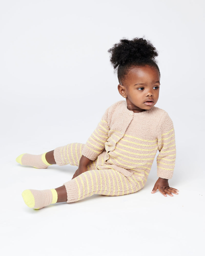 7AM - Long Sleeve Striped Jumpsuit - Fuzzy