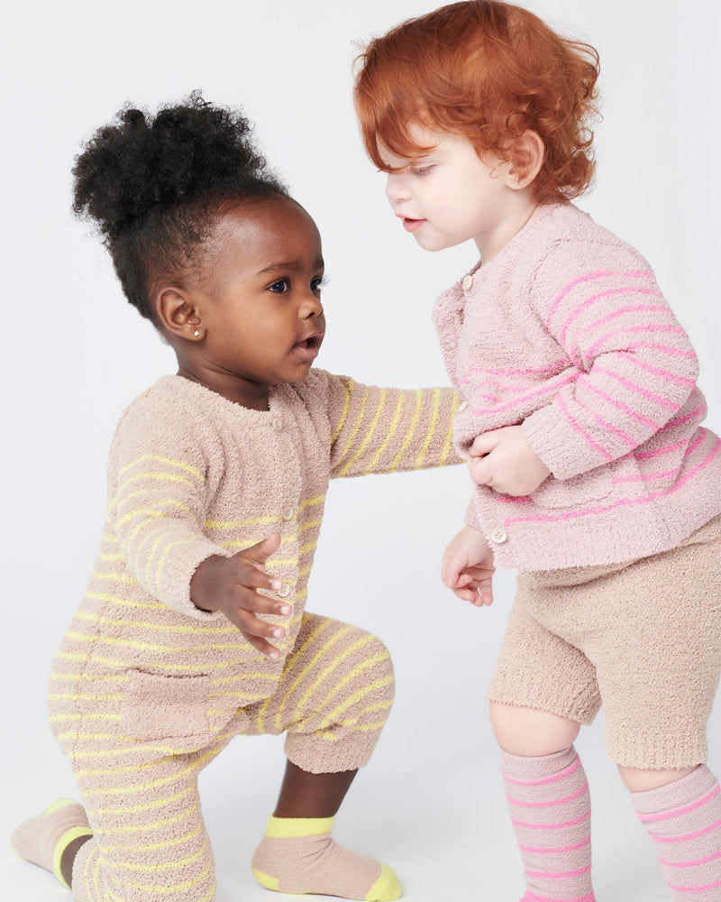 7AM - Long Sleeve Striped Jumpsuit - Fuzzy
