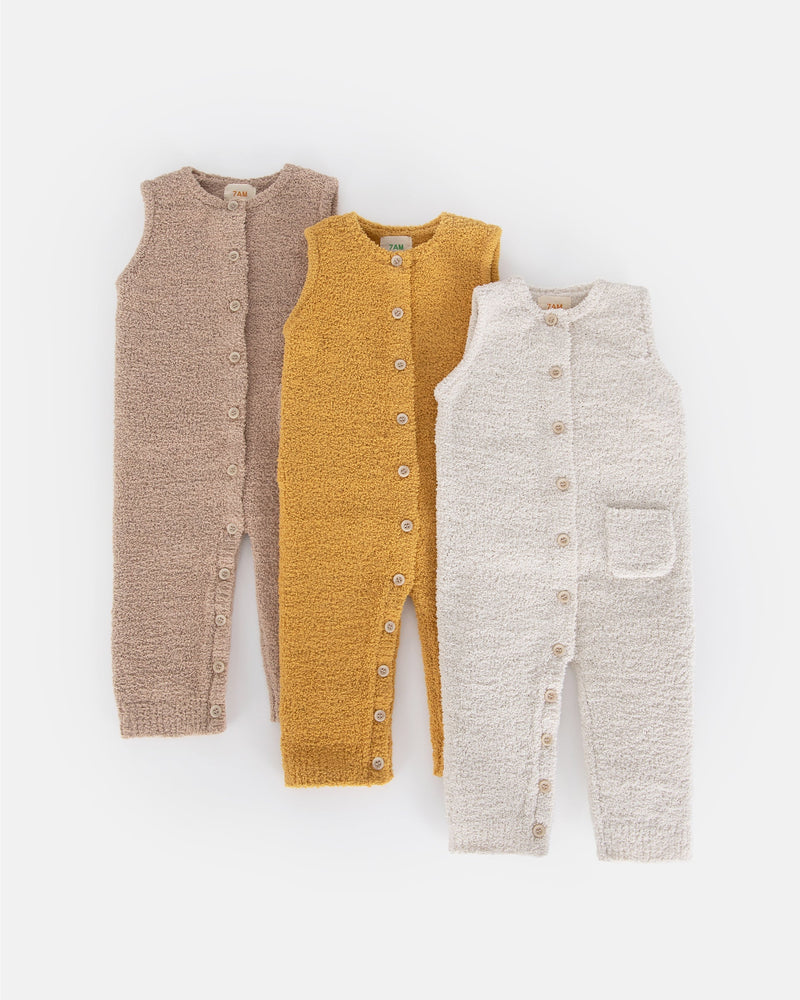 7AM - Sleeveless Jumpsuit - Fuzzy | Infant Baby One-Piece Romper for Newborns