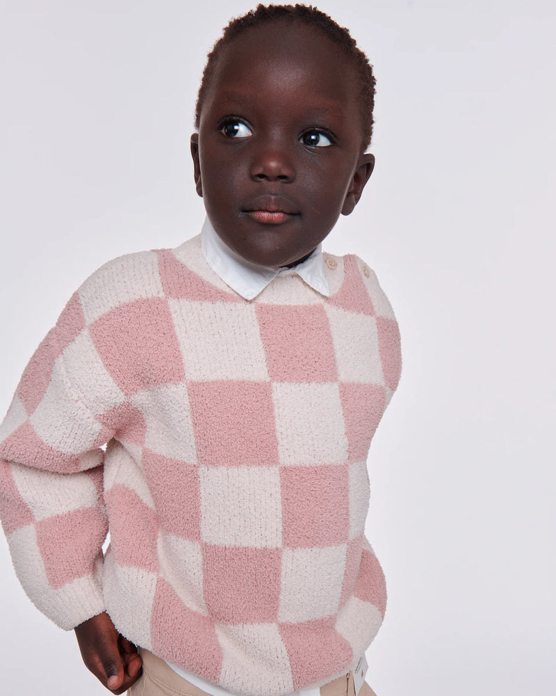 Boxy Sweater - Checkers Fuzzy