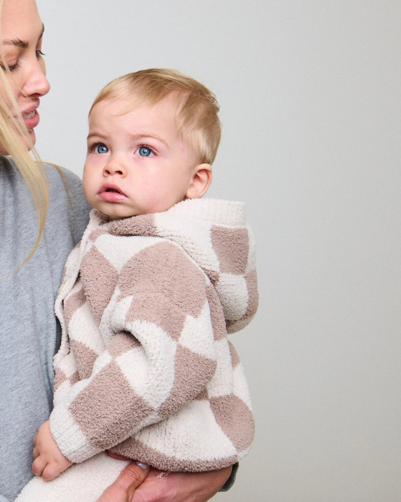 Hooded Cardigan • Checkers Fuzzy