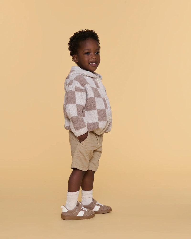 Hooded Cardigan • Checkers Fuzzy