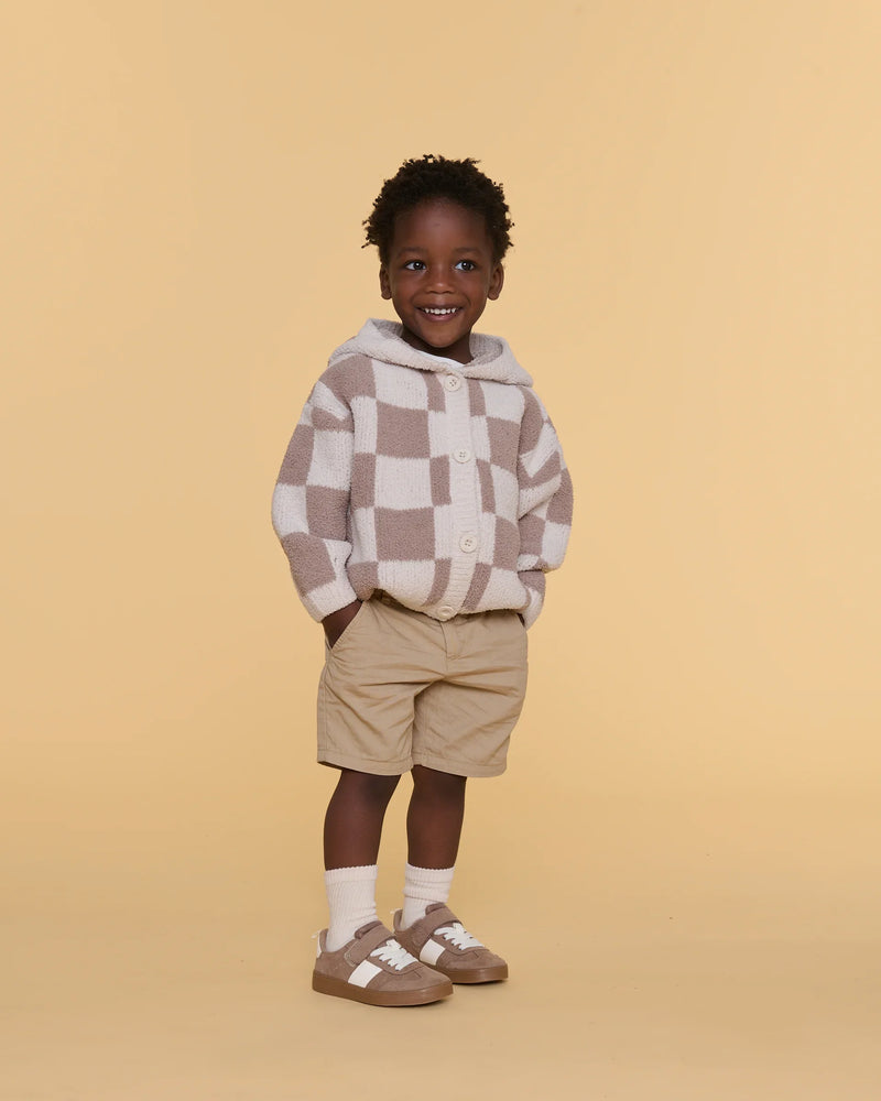Hooded Cardigan • Checkers Fuzzy