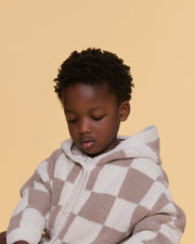 Hooded Cardigan • Checkers Fuzzy