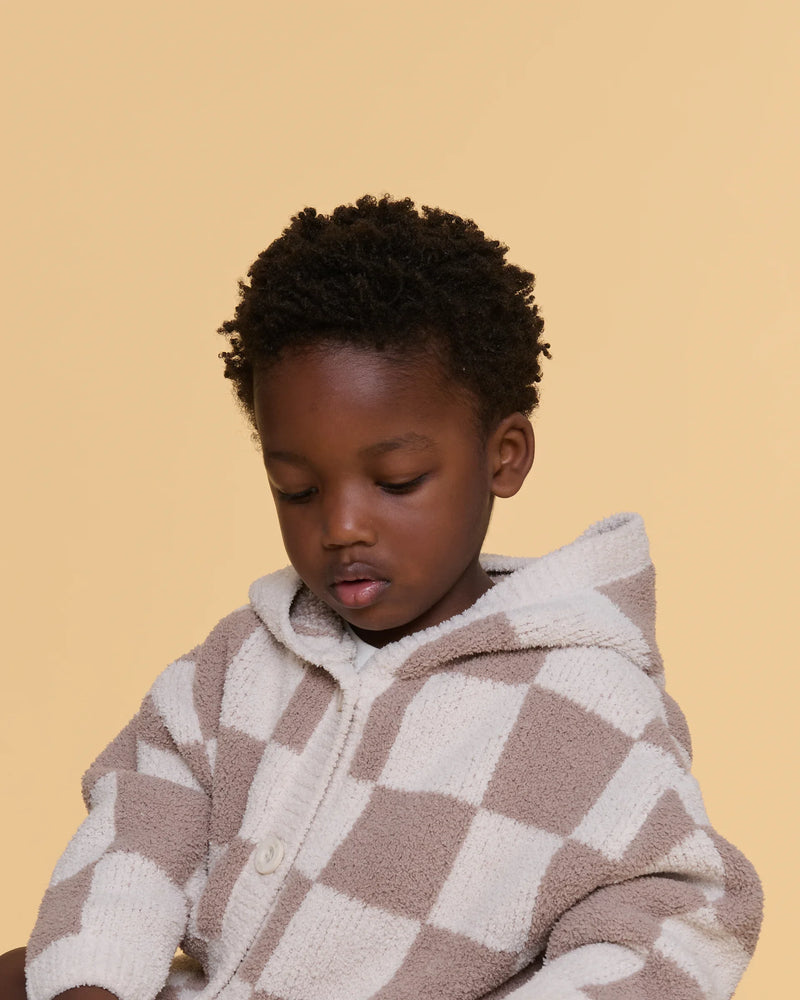 Hooded Cardigan • Checkers Fuzzy