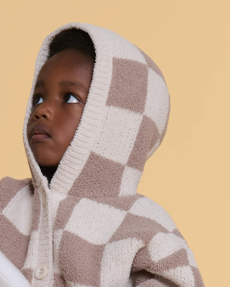 Hooded Cardigan • Checkers Fuzzy