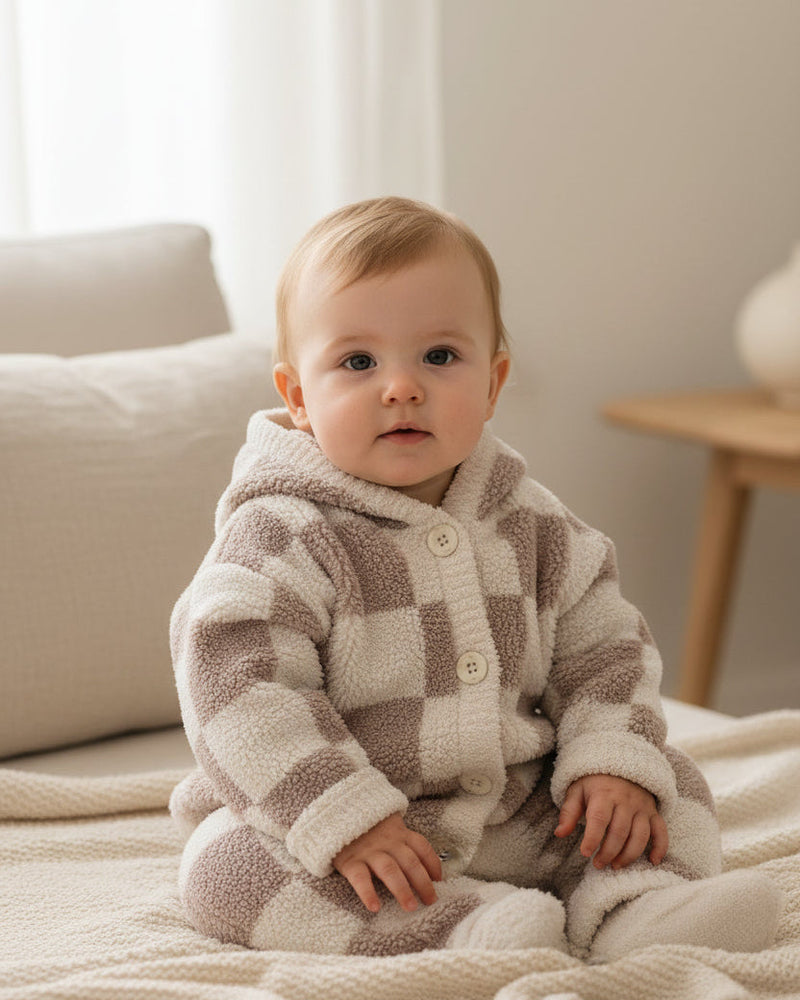 Hooded Cardigan • Checkers Fuzzy