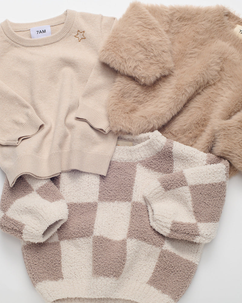 Boxy Sweater • Checkers Fuzzy