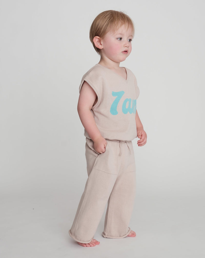 7AM Enfant - Gilet Col V Boxy 7AM Logo