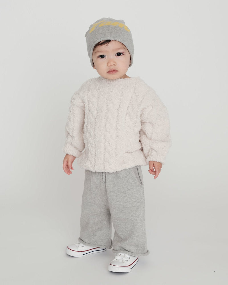 7AM - Boxy Cable Sweater - Fuzzy