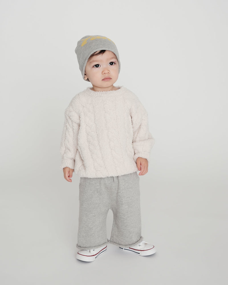 7AM - Boxy Cable Sweater - Fuzzy