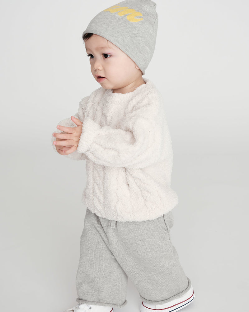 7AM - Boxy Cable Sweater - Fuzzy