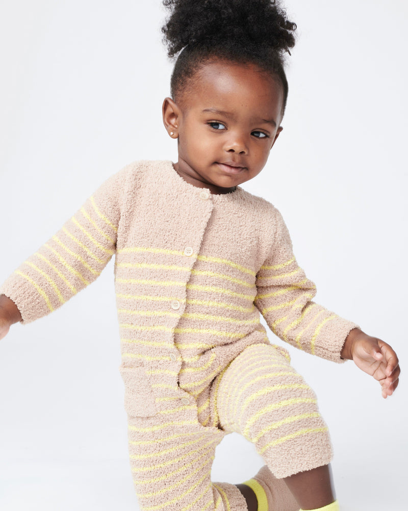 7AM - Long Sleeve Striped Jumpsuit - Fuzzy