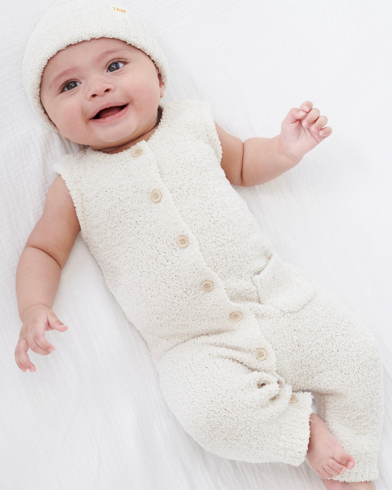 7AM - Sleeveless Jumpsuit - Fuzzy | Infant Baby One-Piece Romper for Newborns