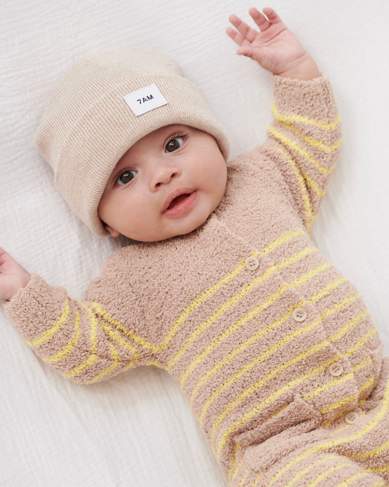 7AM - Long Sleeve Striped Jumpsuit - Fuzzy