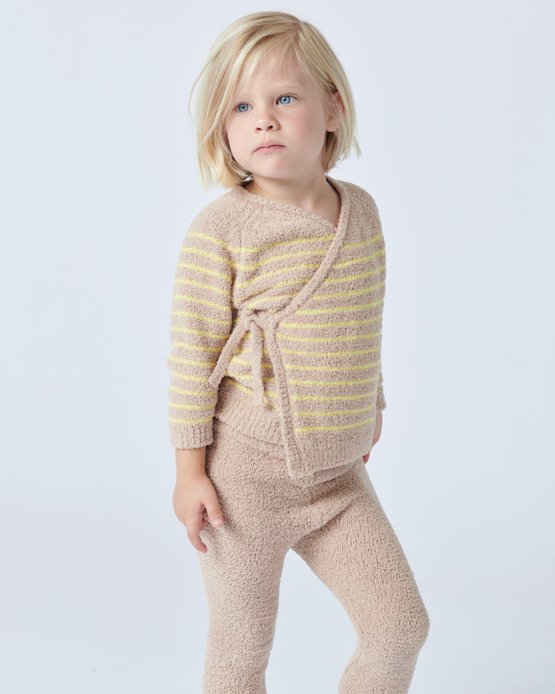 7AM - Wrap Top - Fuzzy - Pecan, Chartreuse - 3-6M