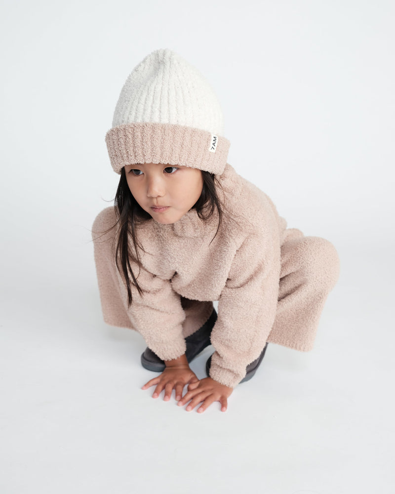 7AM - 2 - Tone Ribbed Beanie - Fuzzy