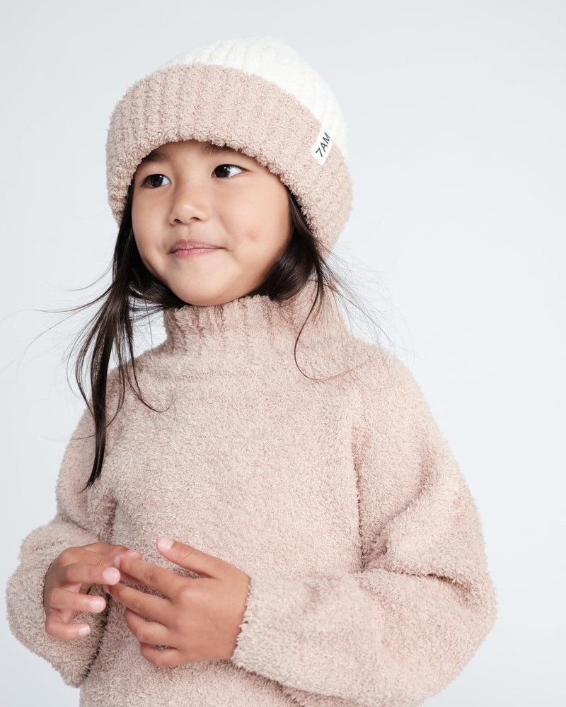 7AM - 2 - Tone Ribbed Beanie - Fuzzy