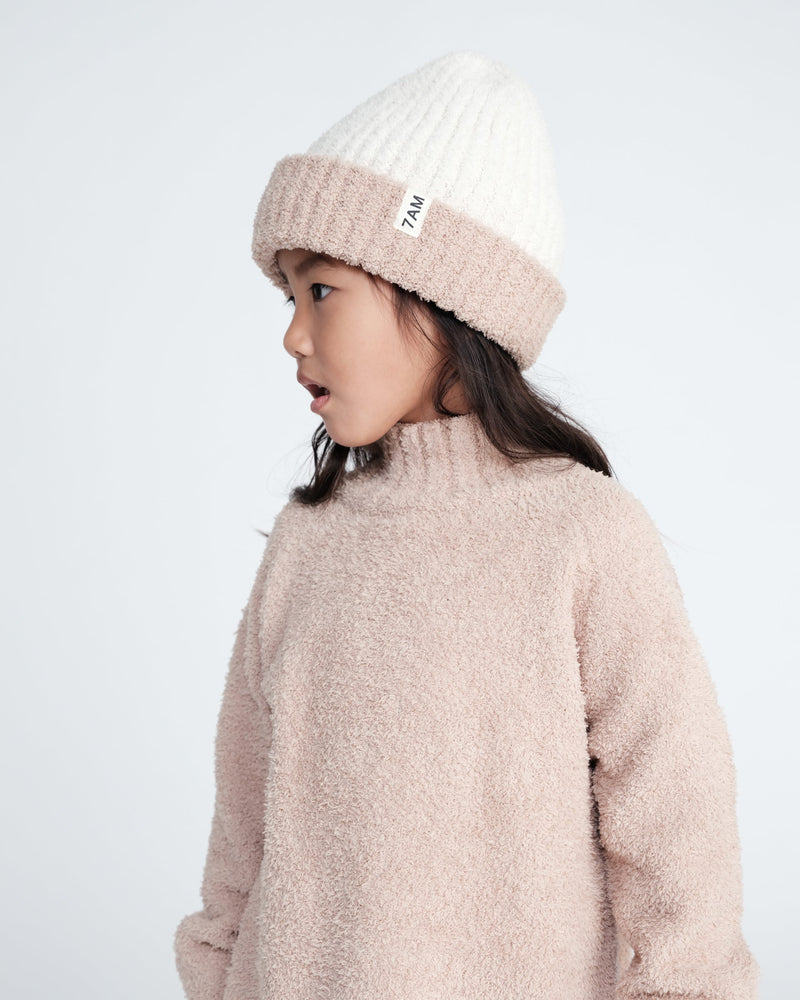 7AM - 2 - Tone Ribbed Beanie - Fuzzy