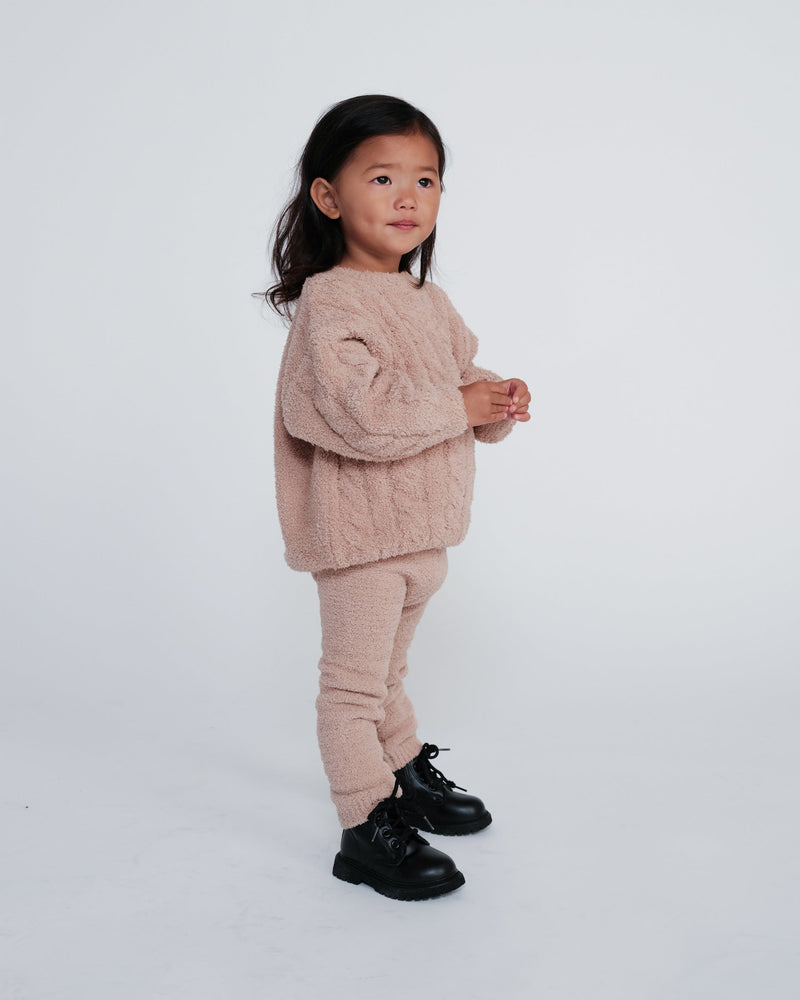 7AM - Boxy Cable Sweater - Fuzzy