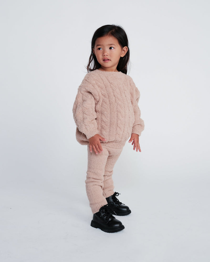 7AM - Boxy Cable Sweater - Fuzzy