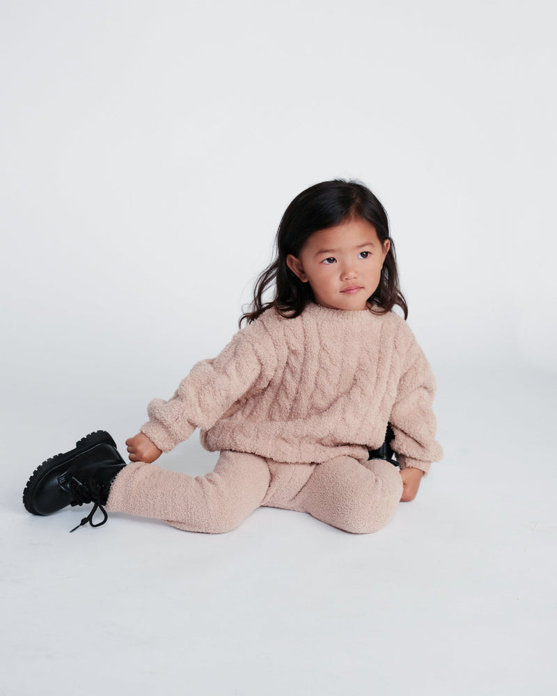 7AM - Boxy Cable Sweater - Fuzzy