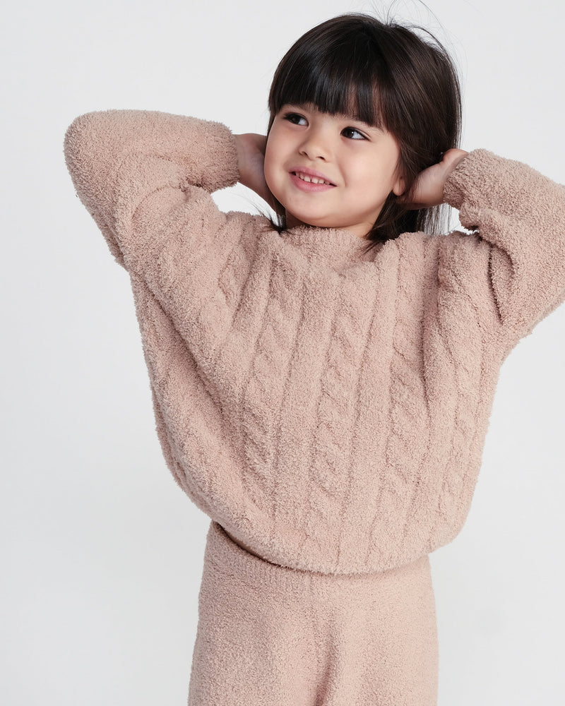 7AM - Boxy Cable Sweater - Fuzzy