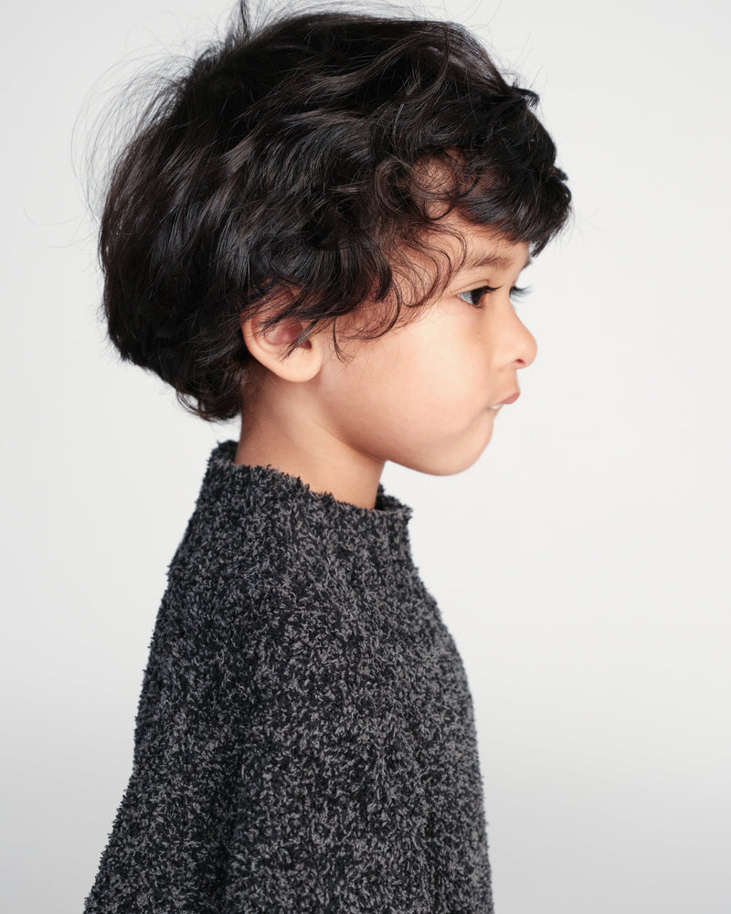 7AM - Boxy Mock Neck Sweater - Fuzzy