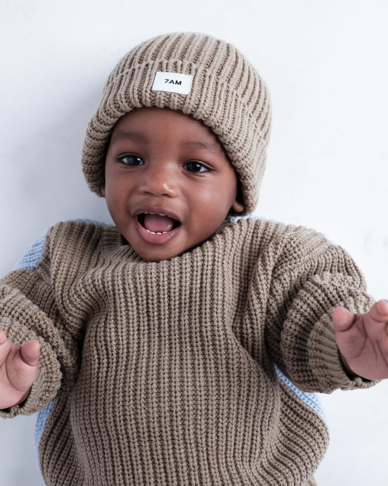 7AM - Long Sleeve Boxy Sweater - Chunky