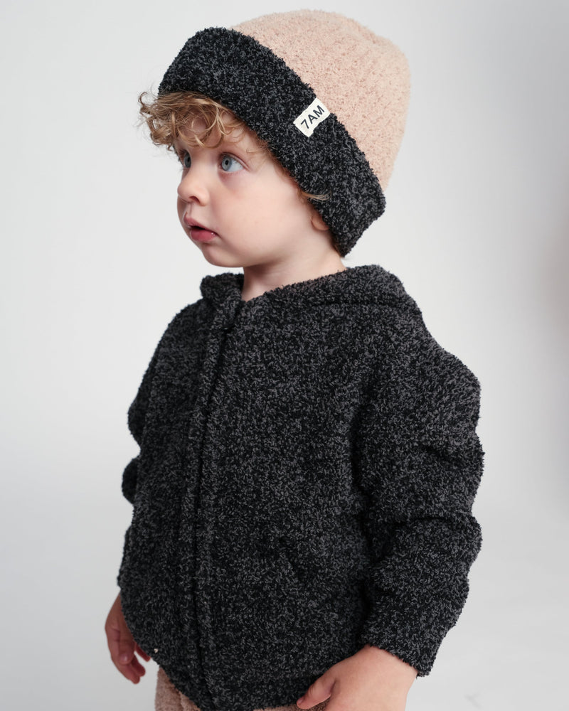 7AM - 2 - Tone Ribbed Beanie - Fuzzy