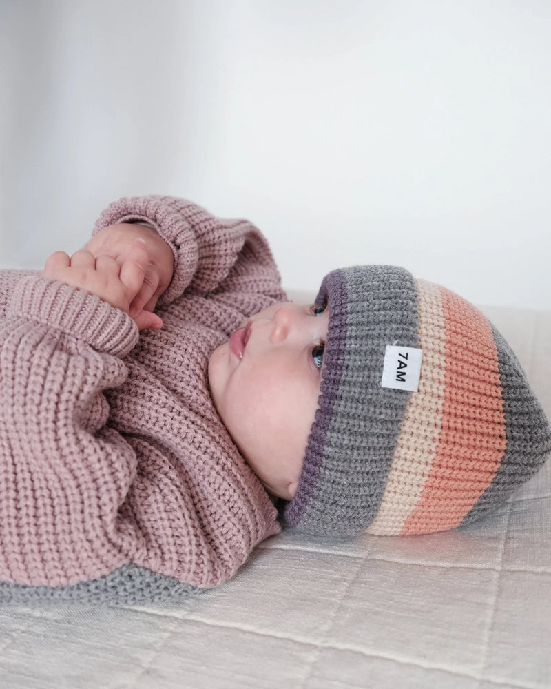 7AM - Beanie Stripe - Chunky | Striped Chunky Knit Baby & Kids Beanie Collection