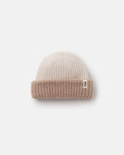 7AM - 2 - Tone Ribbed Beanie - Fuzzy Mother & Baby Ecru / Pecan 0 - 6M