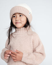 7AM - 2 - Tone Ribbed Beanie - Fuzzy Mother & Baby Ecru / Pecan 0 - 6M