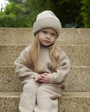 7AM - 2 - Tone Ribbed Beanie - Fuzzy Mother & Baby Ecru / Pecan 0 - 6M