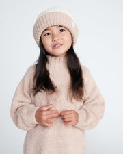 7AM - 2 - Tone Ribbed Beanie - Fuzzy Mother & Baby Ecru / Pecan 0 - 6M
