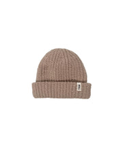 7AM - 2 - Tone Ribbed Beanie - Fuzzy Mother & Baby Taupe / Ecru 0 - 6M