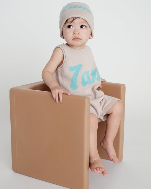 7AM - 7AM Logo Boxy Romper | Classic Boxy Infant Romper with Signature Logo Mother & Baby Oat 6 - 12M