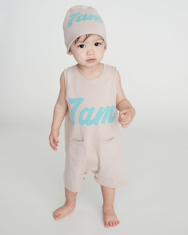 7AM - 7AM Logo Boxy Romper | Classic Boxy Infant Romper with Signature Logo Mother & Baby Oat 6 - 12M