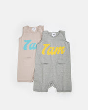 7AM - 7AM Logo Boxy Romper | Classic Boxy Infant Romper with Signature Logo Mother & Baby Oat 6 - 12M