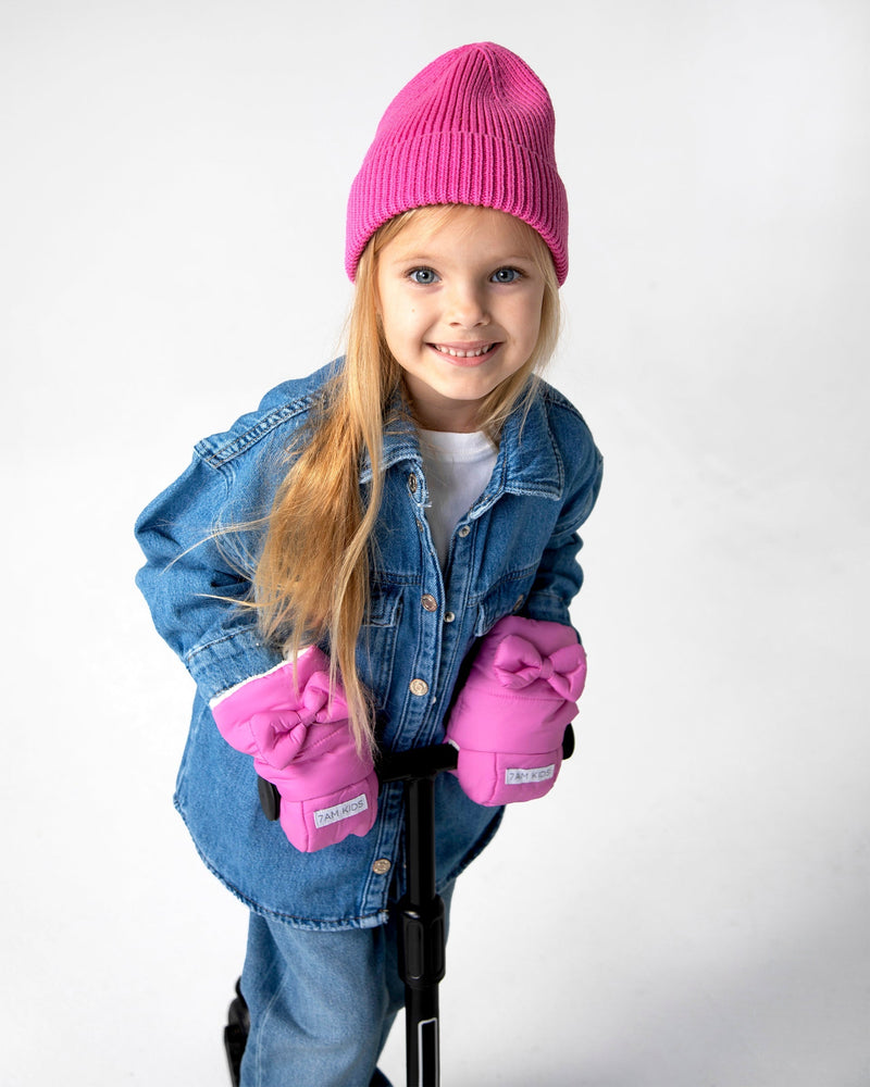 7AM - Kids Scooter Warmmuffs - Bows - Hot Pink - 2-4T