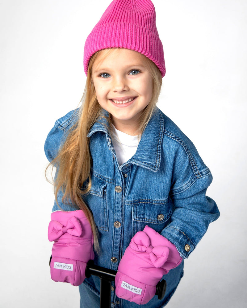 7AM - Kids Scooter Warmmuffs - Bows - Hot Pink - 2-4T