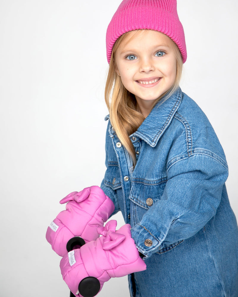 7AM - Kids Scooter Warmmuffs - Bows - Hot Pink - 2-4T