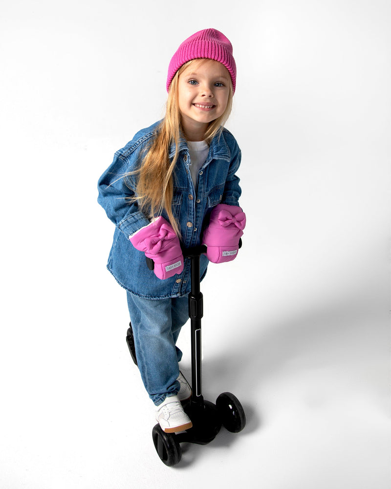 7AM - Kids Scooter Warmmuffs - Bows - Hot Pink - 2-4T