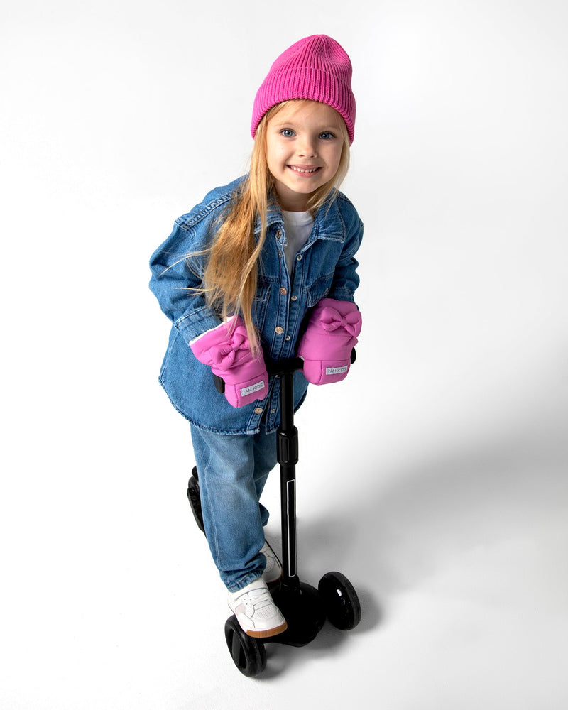 7AM - Kids Scooter Warmmuffs - Bows - Hot Pink - 2-4T