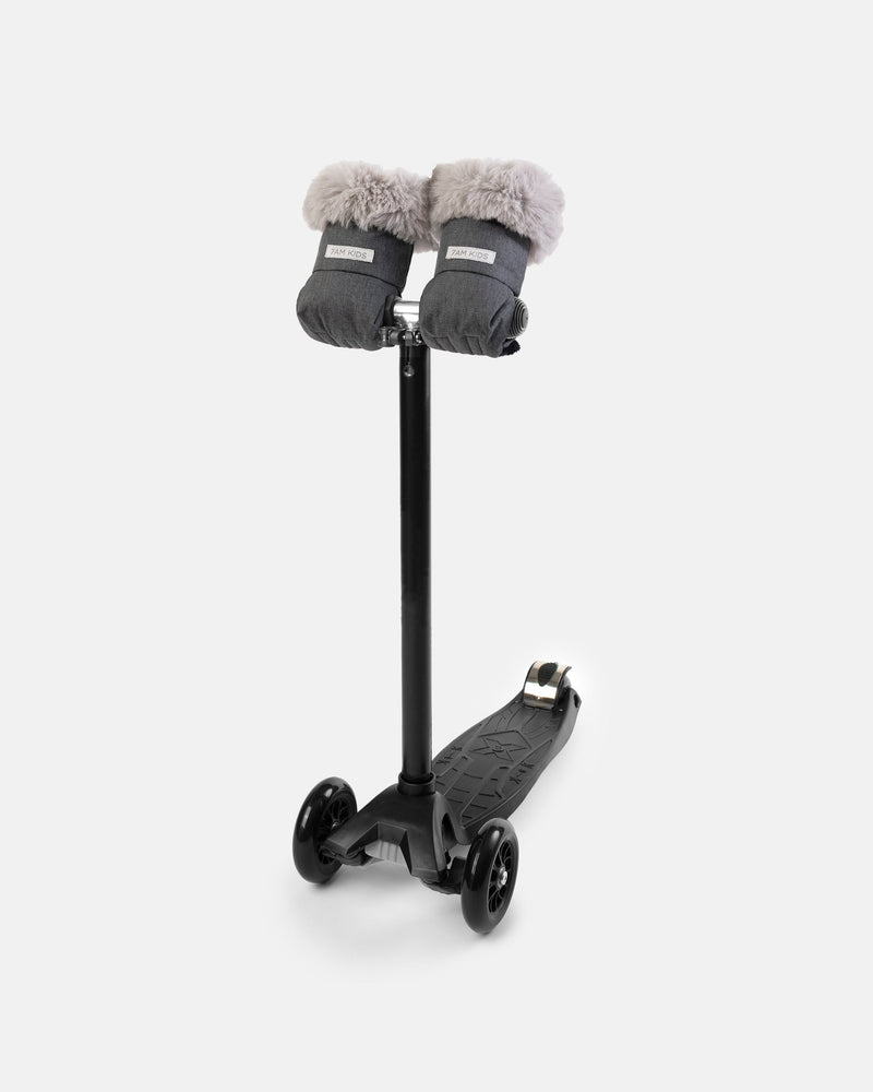 7AM - Kids Scooter Warmmuffs - Tundra - Heather Grey Dark Faux Fur - 2-4T