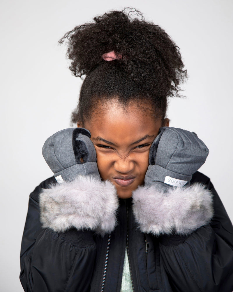 7AM - Kids Scooter Warmmuffs - Tundra - Heather Grey Dark Faux Fur - 2-4T