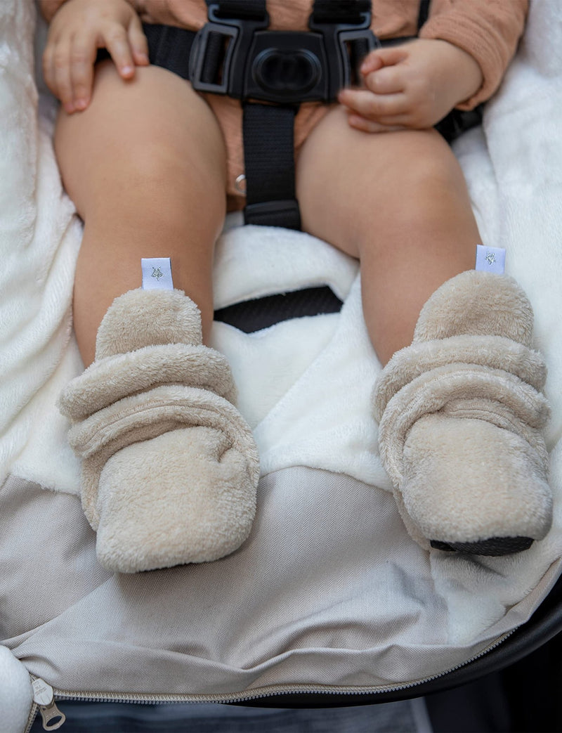 7AM - Baby Booties - Plush | Cozy Soft Booties for Infants and Toddlers Mother & Baby Sand 12 - 18M