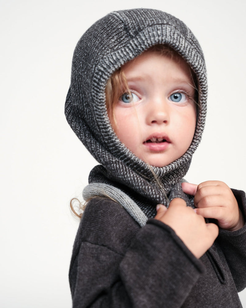 7AM - Balaclava Chunky | Kids Knit Balaclava Winter Hat Cold - Weather Warmth Mother & Baby Black Melange