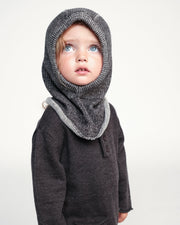 7AM - Balaclava Chunky | Kids Knit Balaclava Winter Hat Cold - Weather Warmth Mother & Baby Black Melange