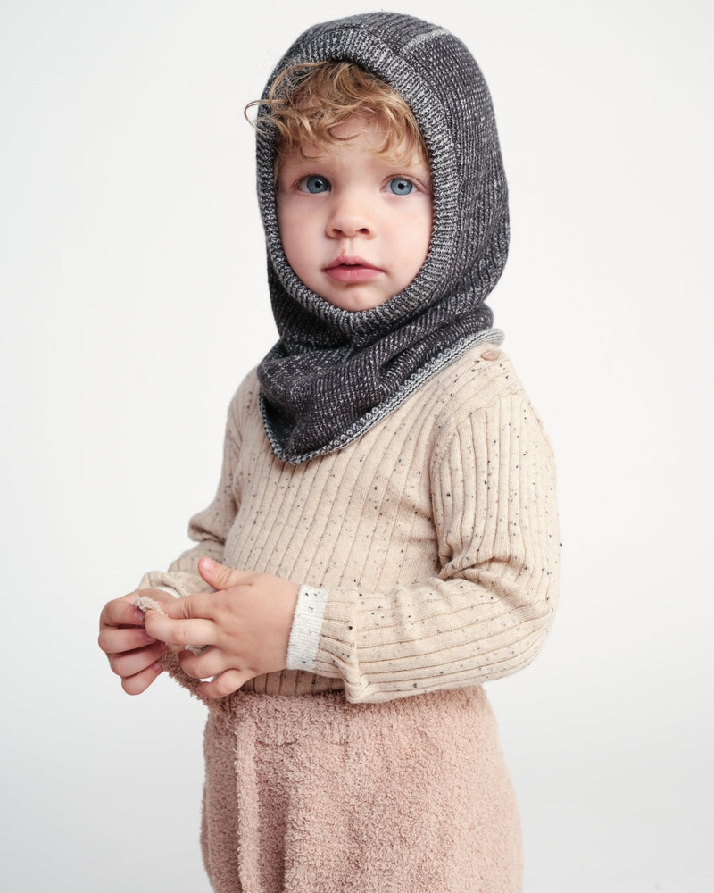 7AM - Balaclava Chunky | Kids Knit Balaclava Winter Hat Cold - Weather Warmth Mother & Baby Black Melange